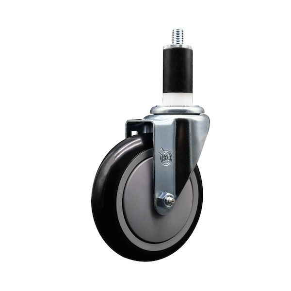 5'' Black Poly Wheel Swivel 1-3/8'' Expanding Stem Caster